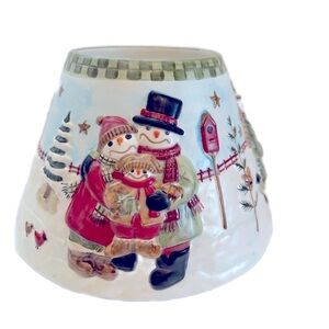 Yankee Candle Ceramic Shade By Teresa Kogut Snowmen Family